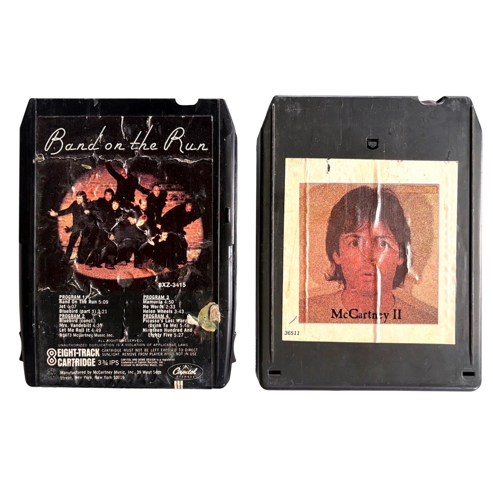 Paul McCartney 8-Track Tape Lot Band on the Run & McCartney II Vintage Rock